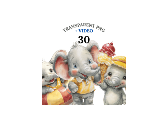 30 Beach Baby Elephant Clipart PNG for Summer Projects