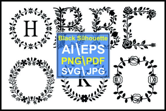 Black Floral Wreaths Letters Alphabet: A Designer's Go-To Ornament