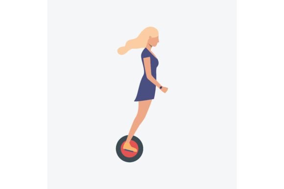 Blond Woman Riding on Hoverboard. Entert: Capturing Modern Motion