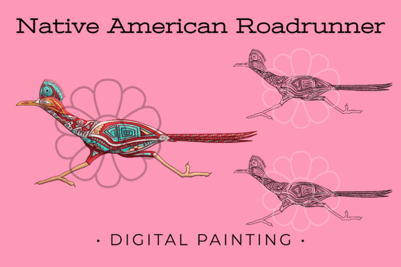 Capturing Movement: The Native American Roadrunner Painting PNG