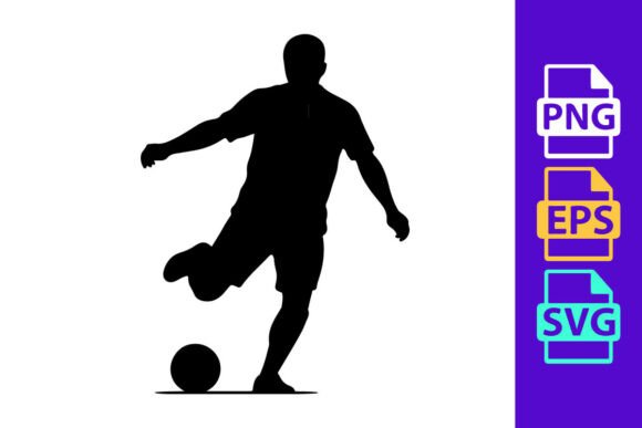 Capturing Raw Motion: The Soccer Player Kicking a Ball in the Rain Clipart