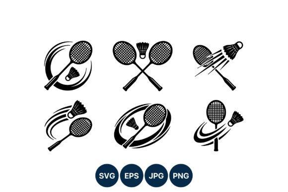 Dynamic Badminton Shuttlecock Racket Vector Set