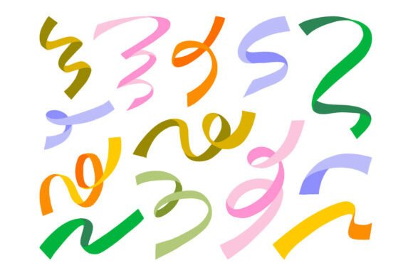 Dynamic Design Energy: The Colorful Ribbon Brush Stroke Element Set