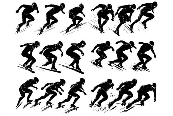 Dynamic Speed Skaters in Action Vector for Your Projects
