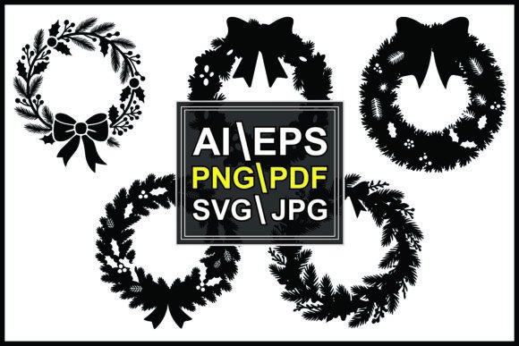 Elegant Silhouette Wreath with Bows and Greenery for Holiday Decor