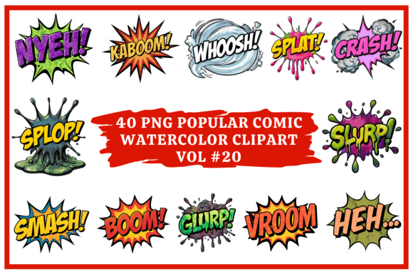 Popular Comic Watercolor Clipart Vol #20: Bold & Expressive Design Assets