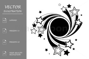 Round Banner with Black Stars: Cosmic Design for Modern Projects
