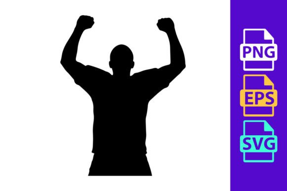 Triumphant Football Silhouette: Dynamic Vector Clipart