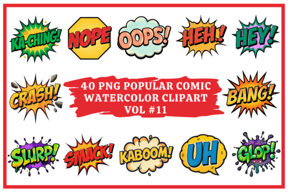 Unleash Classic Comic Energy with This Watercolor Clipart Pack