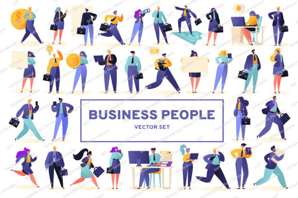 Vector Set Business People: Dynamic Illustrations for Modern Brands